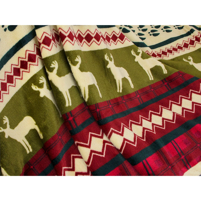 Couverture de Noël rennes rouge et vert