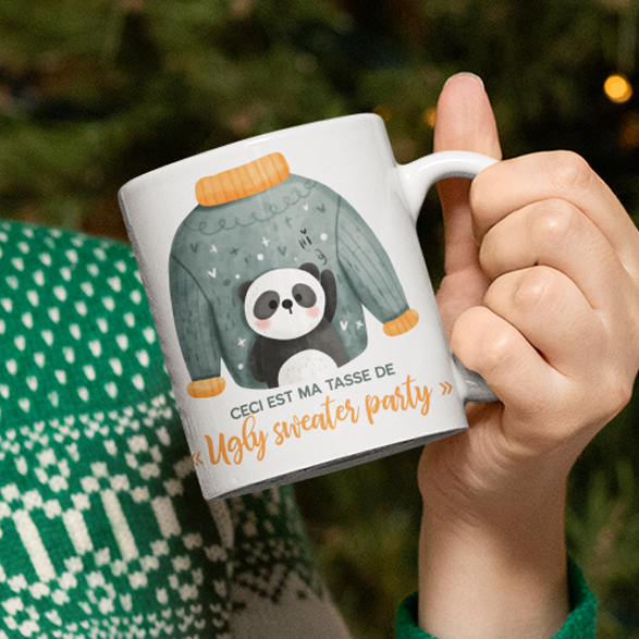 Tasse 11 oz Ugly sweater party panda