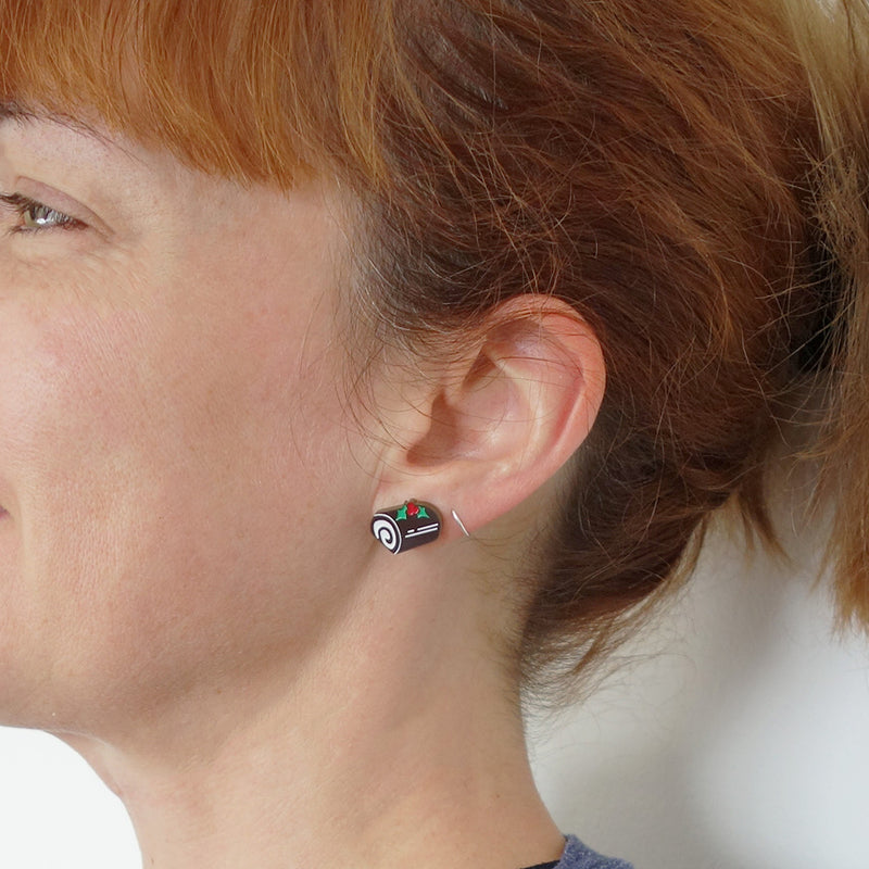 Boucles d’oreille bûche de Noël