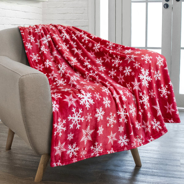 Couverture de Noël flocons de neige rouge