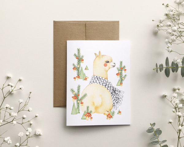 Carte alpagas et son foulard