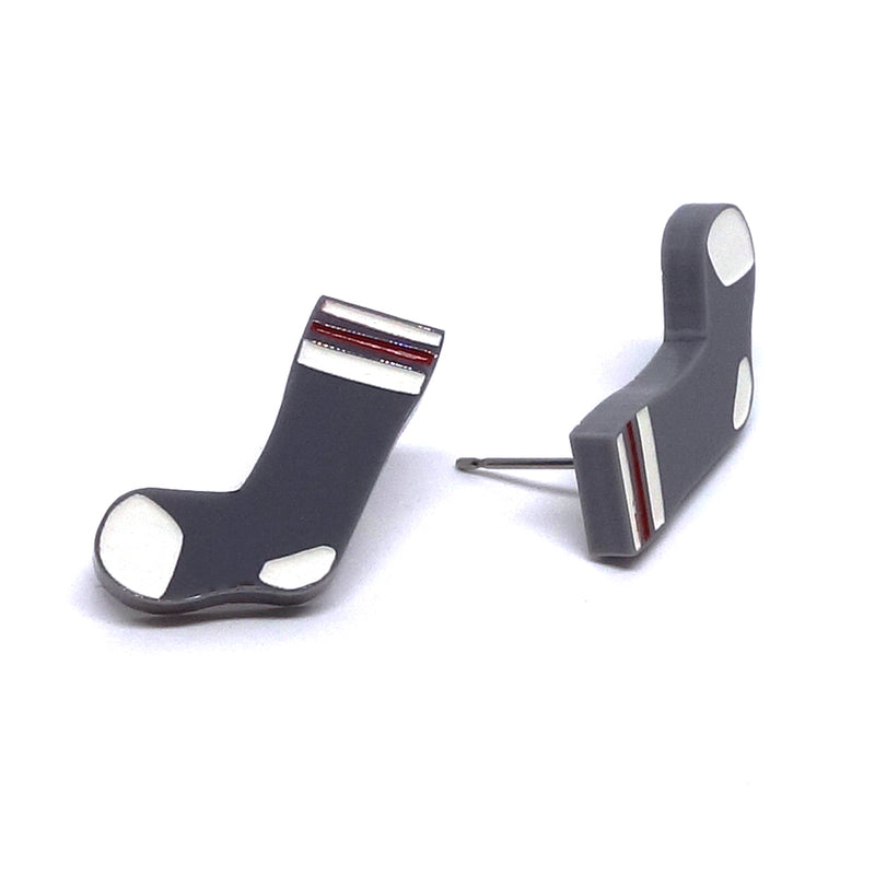 Boucles d’oreille chaussettes d’hiver grises