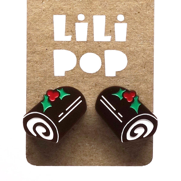 Boucles d’oreille bûche de Noël