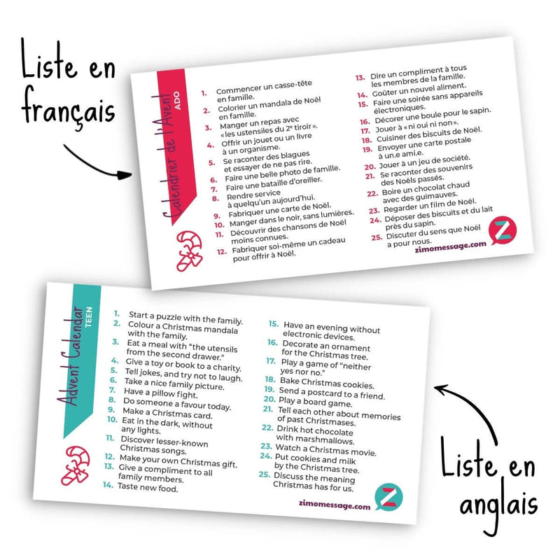 Teenager 10 À 17 ANS • CALENDRIER DE L'AVENT • MESSAGE À DÉCODER