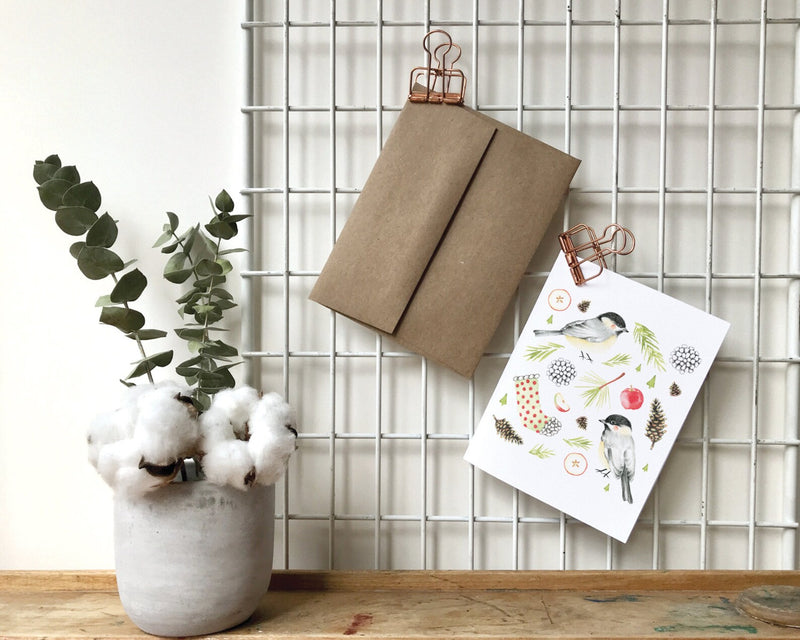 Carte mésanges de Noël