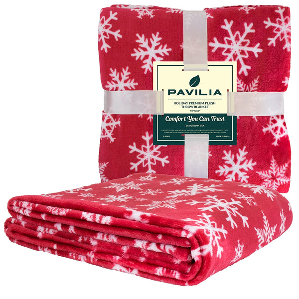 Couverture de Noël flocons de neige rouge