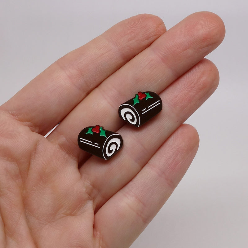 Boucles d’oreille bûche de Noël