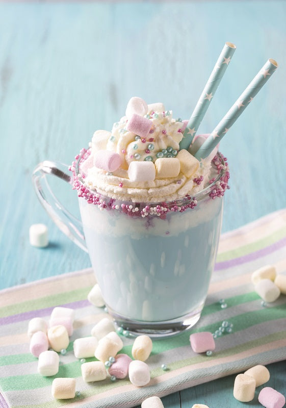 Chocolat chaud blanc lama bleu