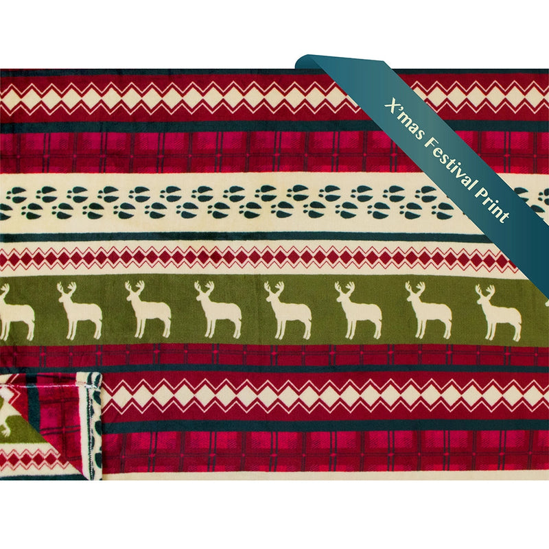 Couverture de Noël rennes rouge et vert