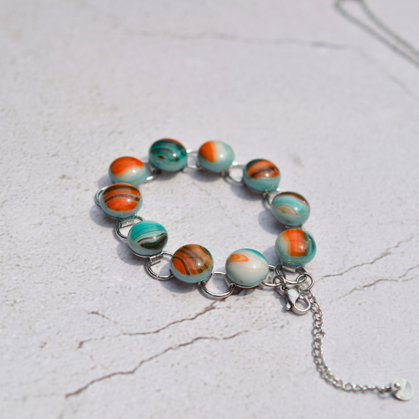 Bracelet Écume et Corail – Verre fusionné - Collection Gemstones | Station pôle Nord | Boutique de Noël