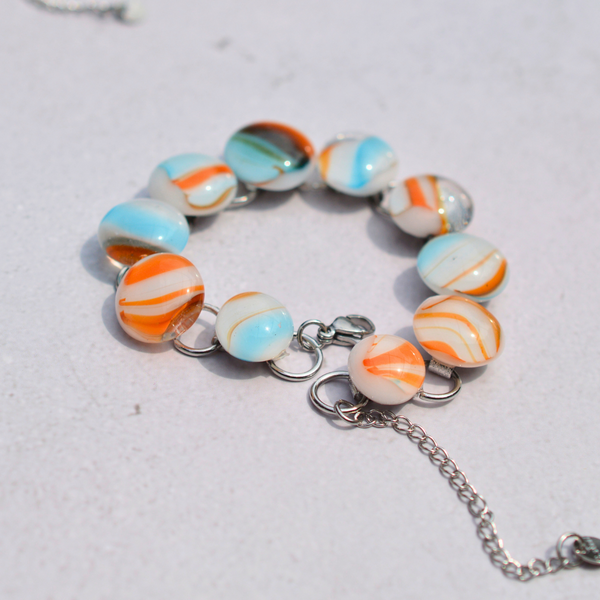Bracelet Soleil et Lagune – Verre fusionné - Collection Gemstones | Station pôle Nord | Boutique de Noël