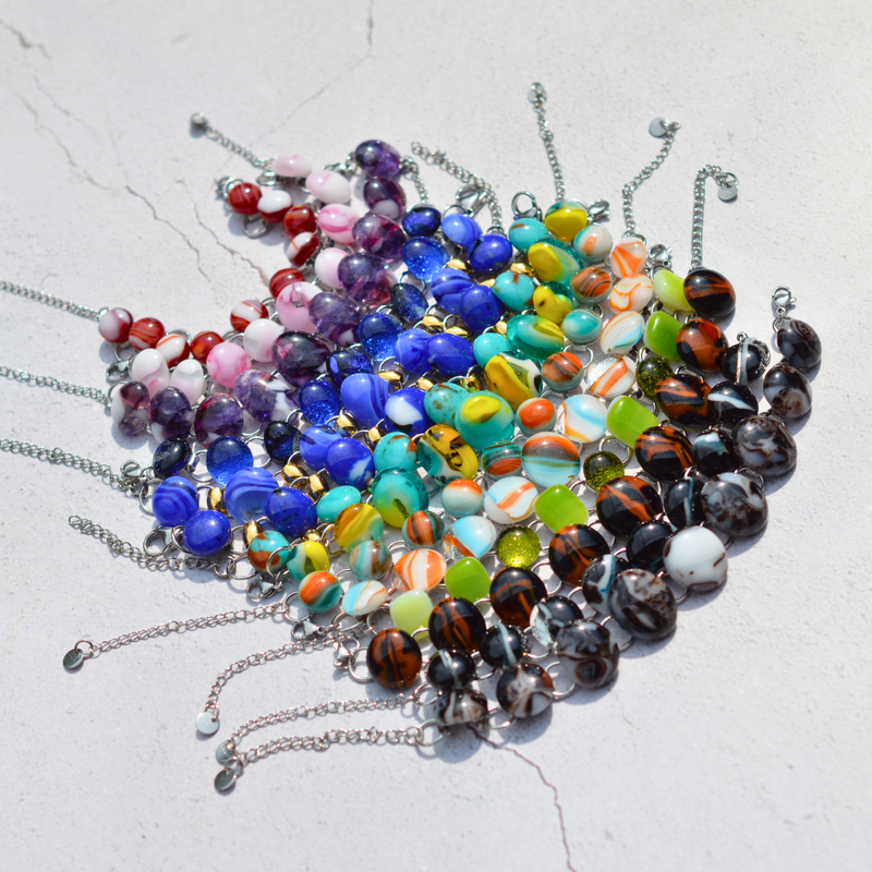 Bracelet Soleil et Lagune – Verre fusionné - Collection Gemstones | Station pôle Nord | Boutique de Noël