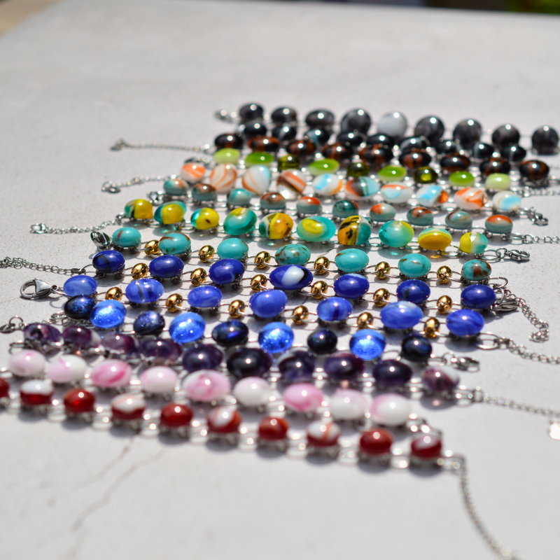 Bracelet Vert Pomme et Lumière – Verre fusionné - Collection Gemstones | Station pôle Nord | Boutique de Noël