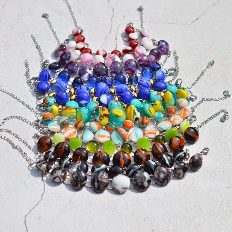 Bracelet Soleil et Lagune – Verre fusionné - Collection Gemstones | Station pôle Nord | Boutique de Noël