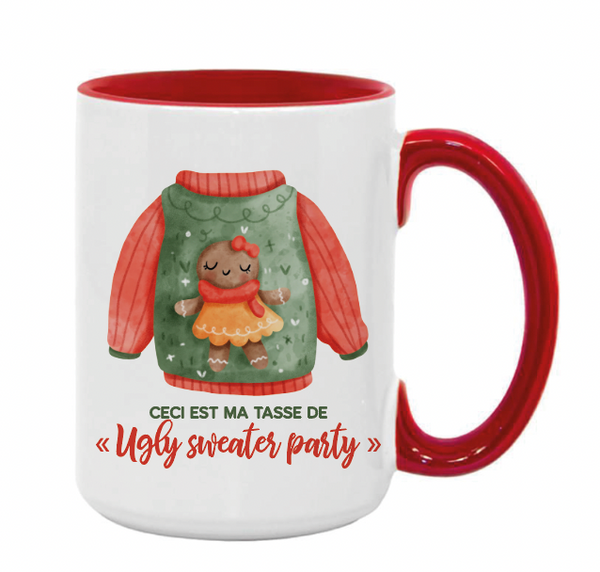 Tasse 15 oz Ugly sweater party pain d’épices