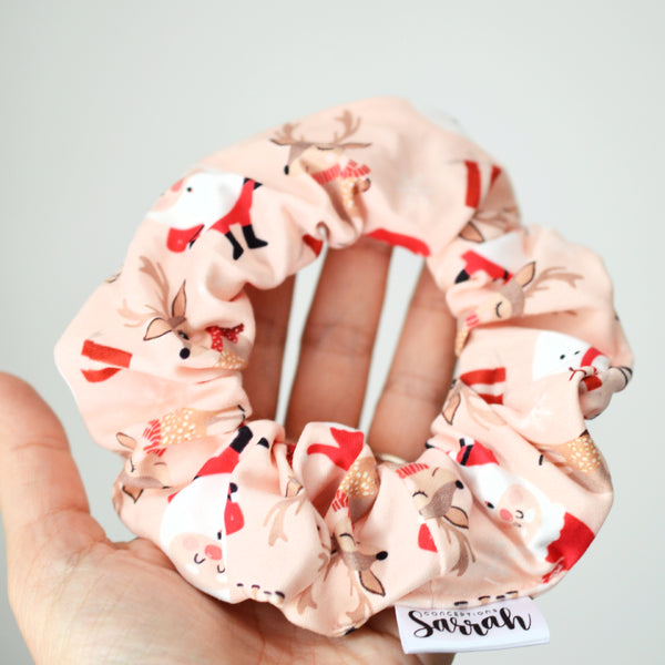 Chouchou pour cheveux père Noël rose