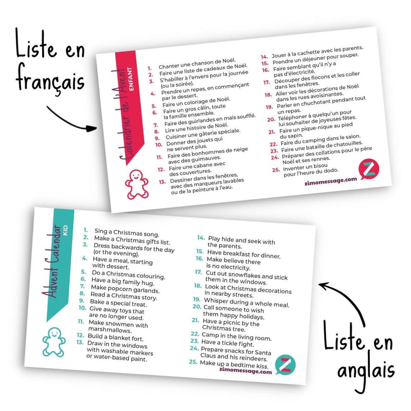 Enfants 3 à 10 ans • Calendrier de l’Avent • Message à décoder