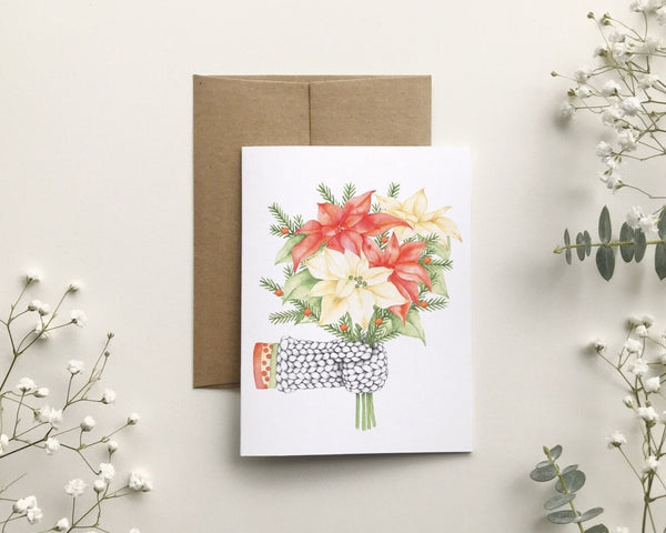 Carte bouquet de poinsettias