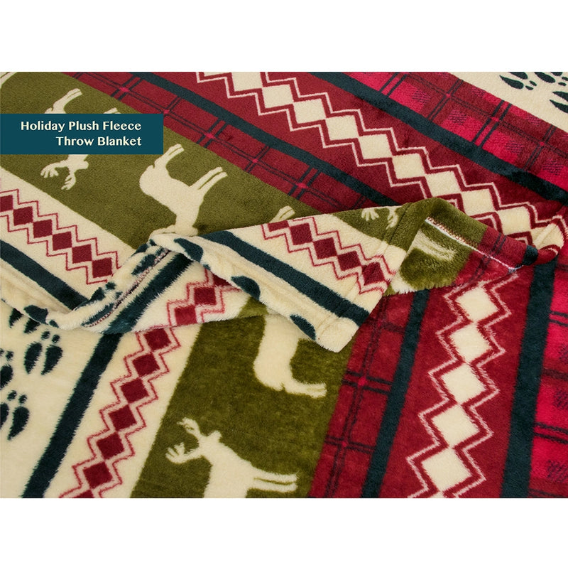Couverture de Noël rennes rouge et vert