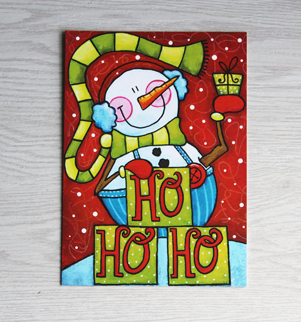 Carte bonhomme de neige HO HO HO