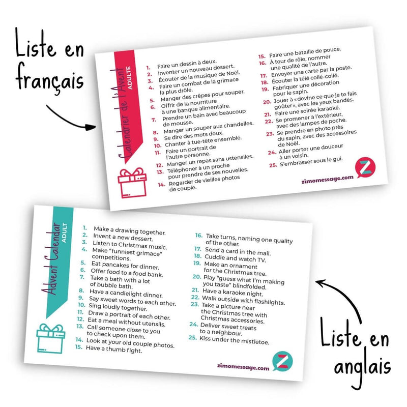 DES COUPLES • CALENDRIER DE L'AVENT • MESSAGE À DÉCODER