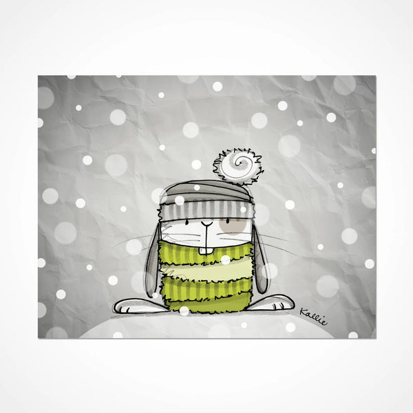 Carte lapin dans la neige