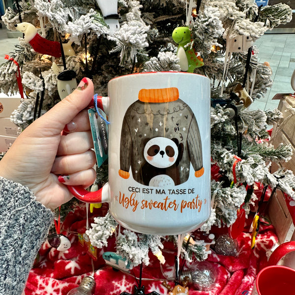 Tasse 15 oz Ugly sweater pull avec panda