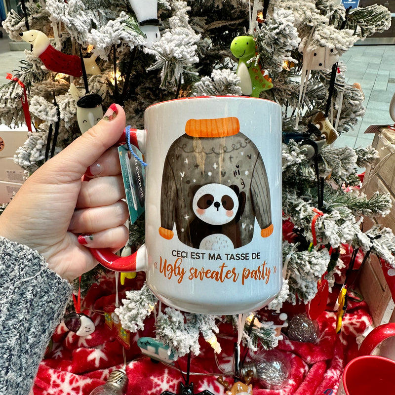 Tasse 15 oz Ugly sweater pull avec panda