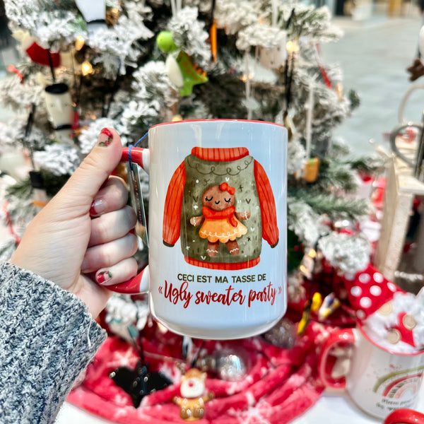 Tasse 15 oz Ugly sweater party pain d’épices