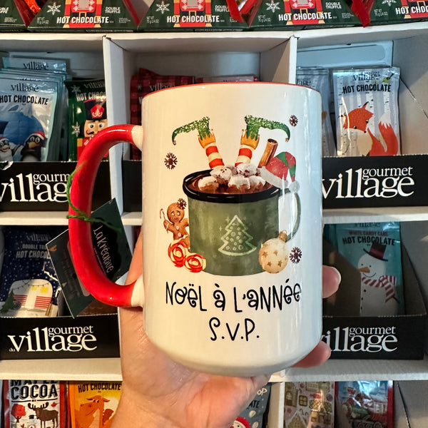 Tasse 15 oz pieds de lutin Noël à l’année SVP