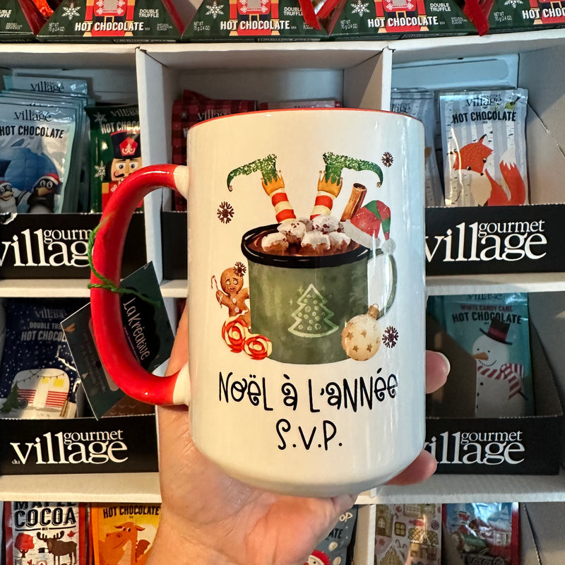 Tasse 15 oz pieds de lutin Noël à l’année SVP
