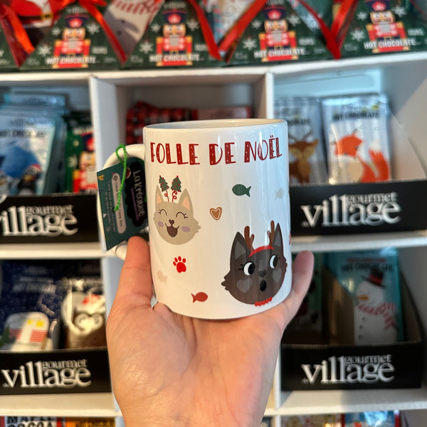 Tasse 11 oz folle de Noël et des chats