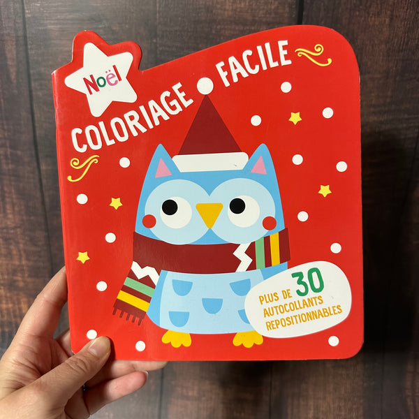 Livre le hibou de Noël - coloriage facile