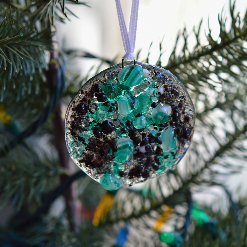 Ornement Géode sarcelle et noir
