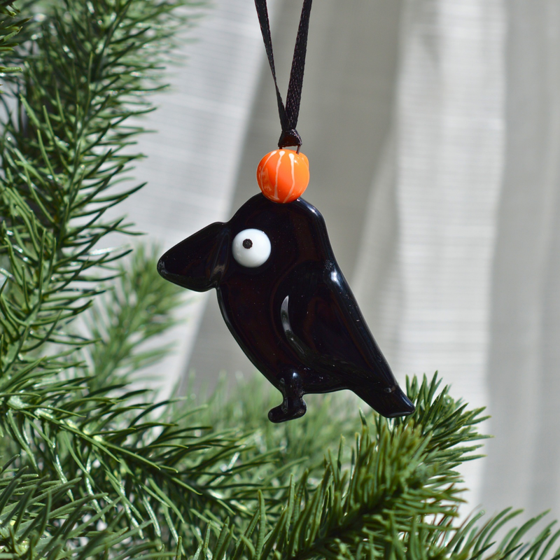 Décoration pour le sapin corbeau noir avec ou sans citrouille