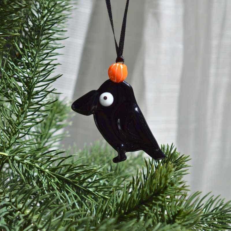 Décoration pour le sapin corbeau noir avec ou sans citrouille