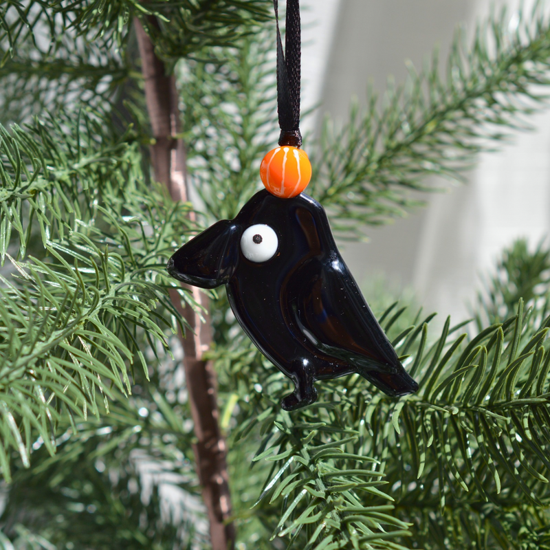 Décoration pour le sapin corbeau noir avec ou sans citrouille