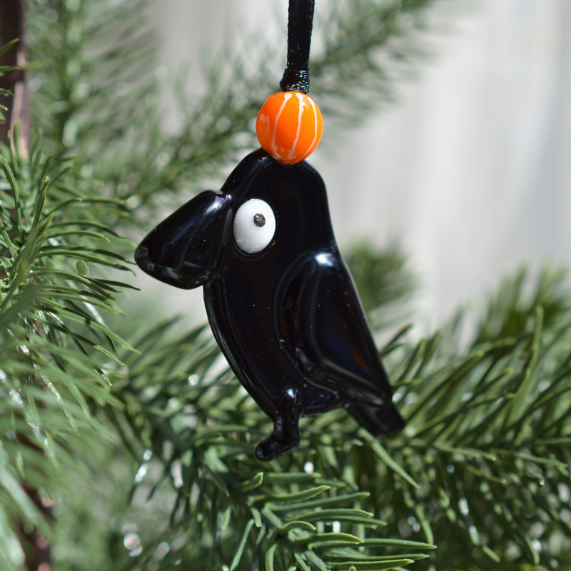 Décoration pour le sapin corbeau noir avec ou sans citrouille