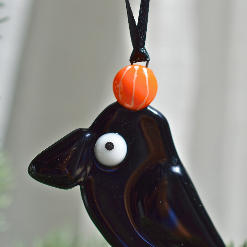 Décoration pour le sapin corbeau noir avec ou sans citrouille