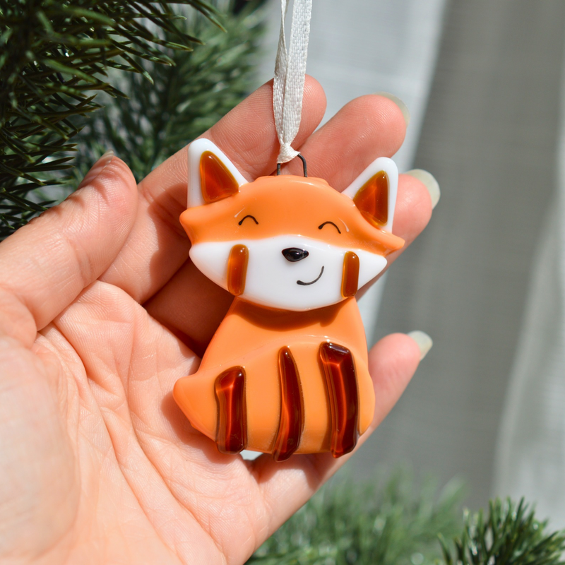 Panda Roux en verre à suspendre