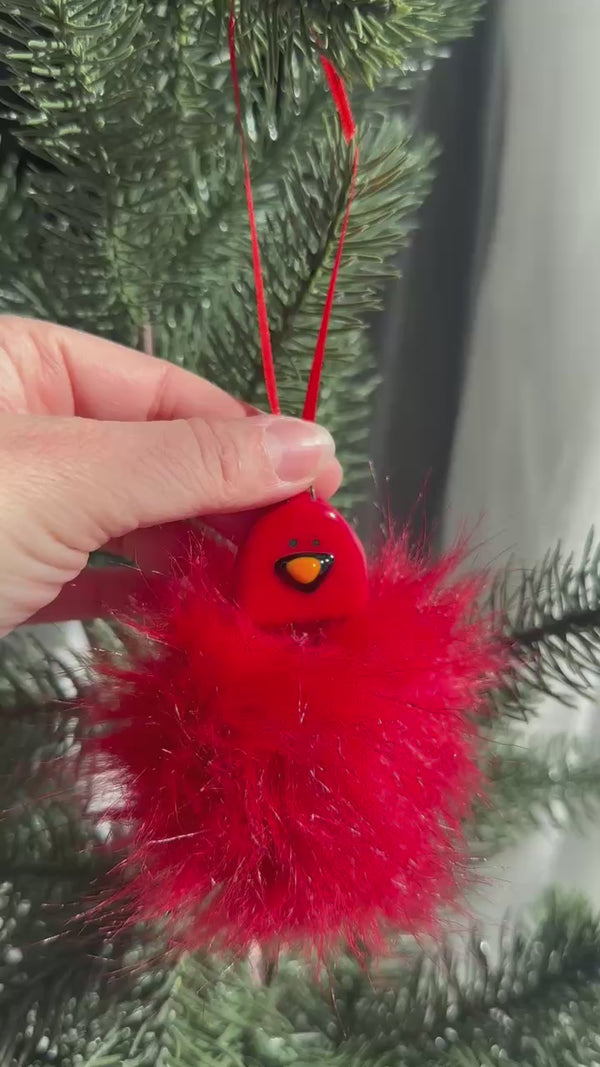Cardinal poilu pour le sapin de Noël
