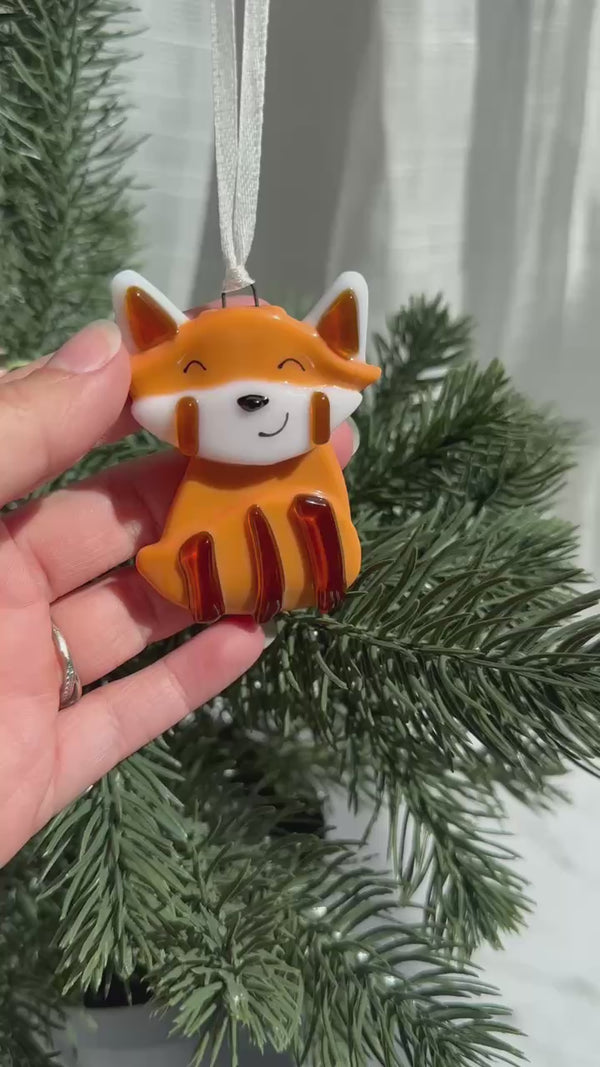 Panda Roux en verre à suspendre