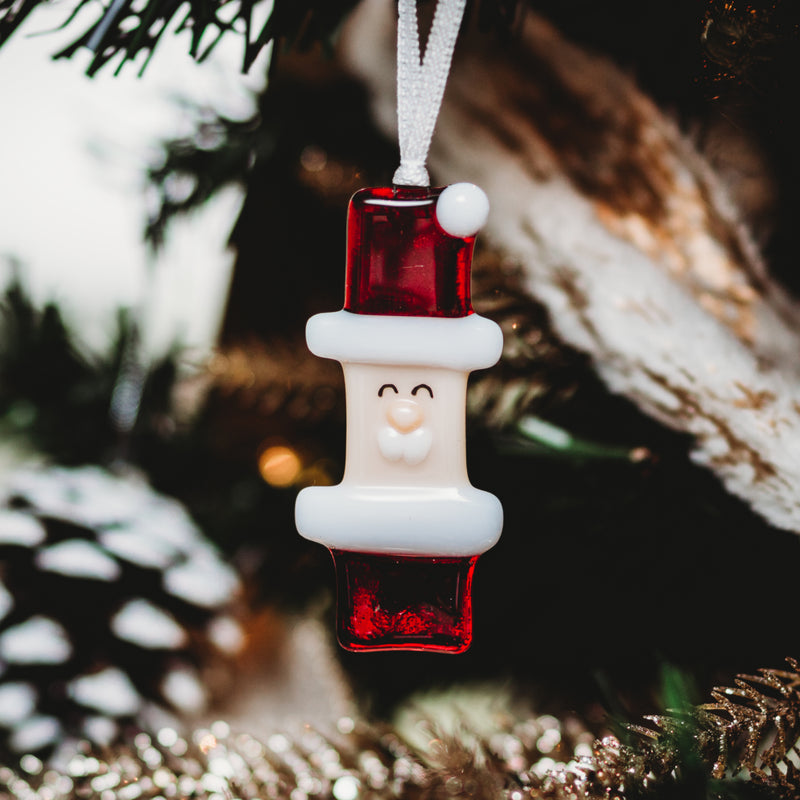 Père Noel en verre à suspendre dans le sapin 