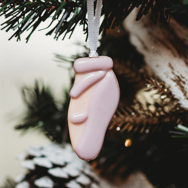 Chausson de ballet en verre rose décoratif accrocher dans le sapin de Noel
