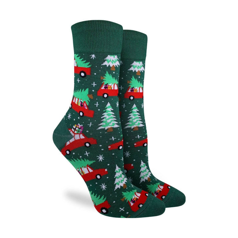 Chaussettes de Noël arbres et voiture pour femme