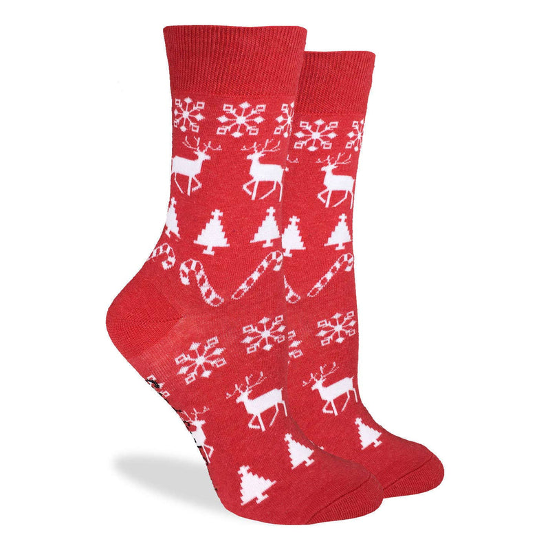 Chaussettes temps des fêtes rouge pour femme