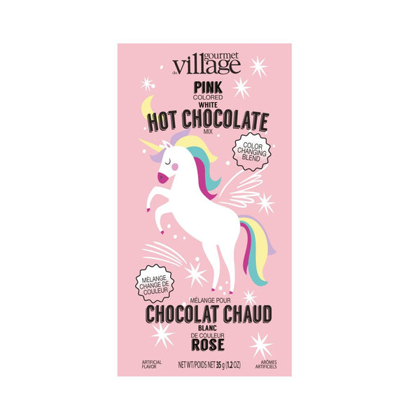 Chocolat chaud blanc licorne rose