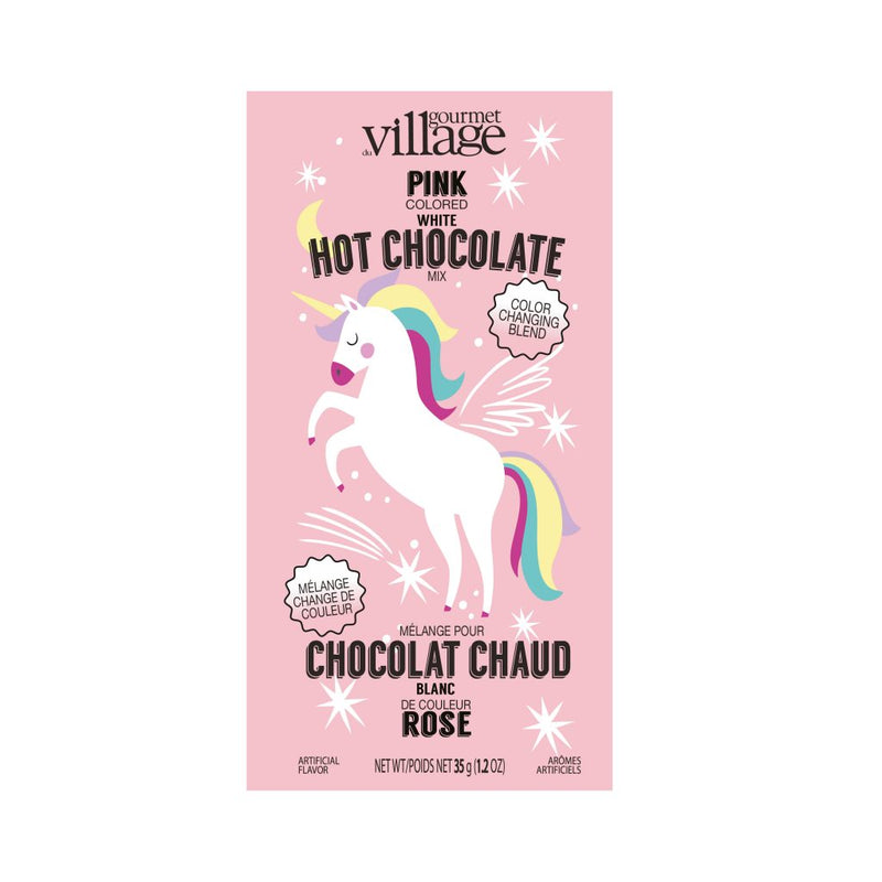 Chocolat chaud blanc licorne rose