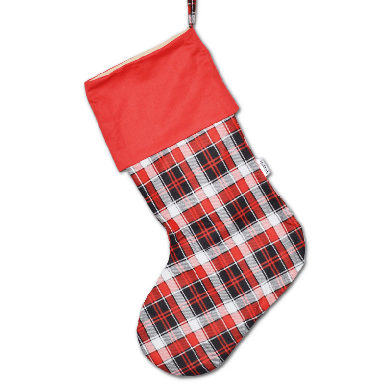 Bas de Noël à carreaux