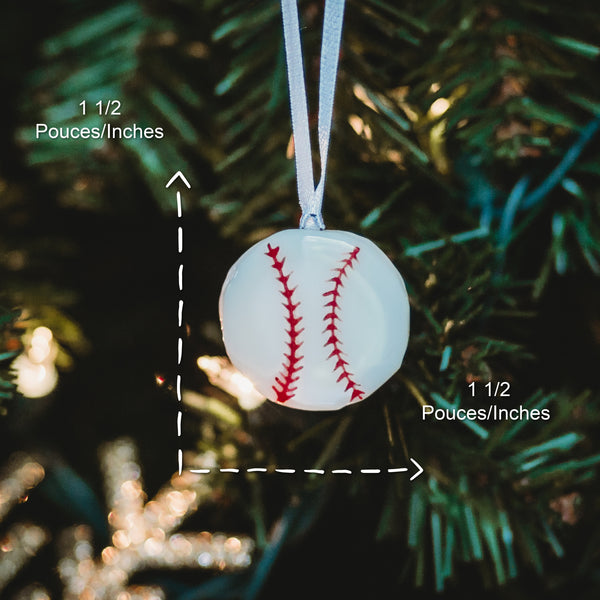  Balle de baseball ou belle molle à suspendre en verre fusionné fait à la main